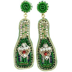 VIOLA Seed Bead Champaign Bottle Earrings NWT